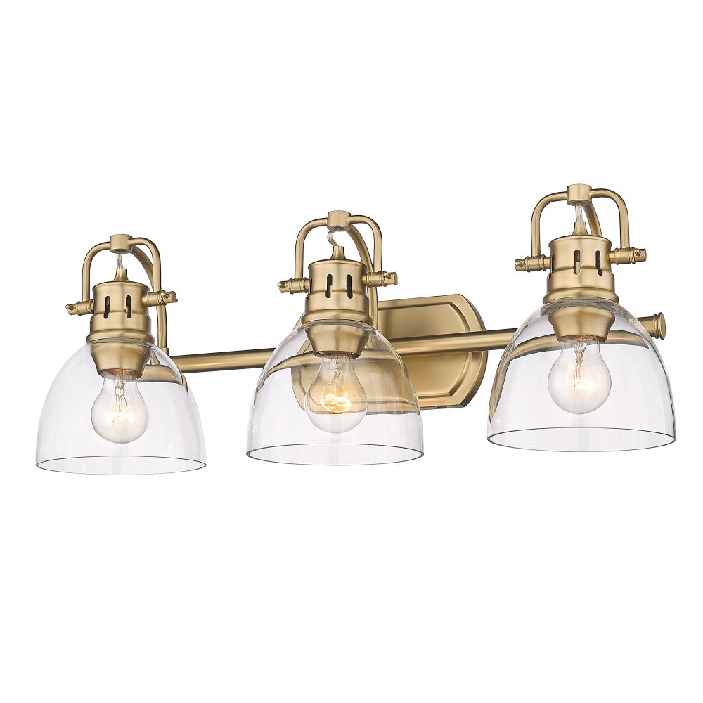 Golden Lighting 3602-BA3 BCB-CLR Duncan BCB 3 Light Bath Vanity in Brushed Champagne Bronze with Clear Glass Shade